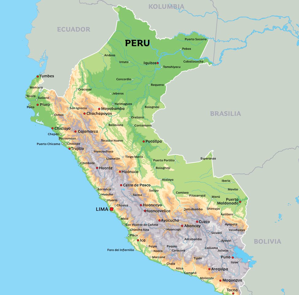 peru kartta Kartta Perusta: kts. esim. kaupunkien sijainti kartasta