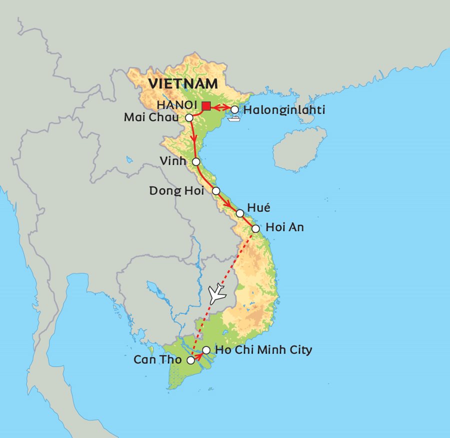 vietnamin kartta Suuri Vietnamin kierros