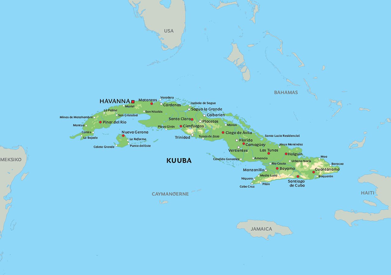 kuuban kartta Kuuban kartta: kts. esim. kaupunkien sijainti kartasta