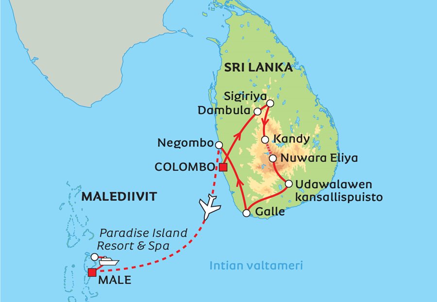 maailman kartta malediivit Sri Lanka ja Malediivit