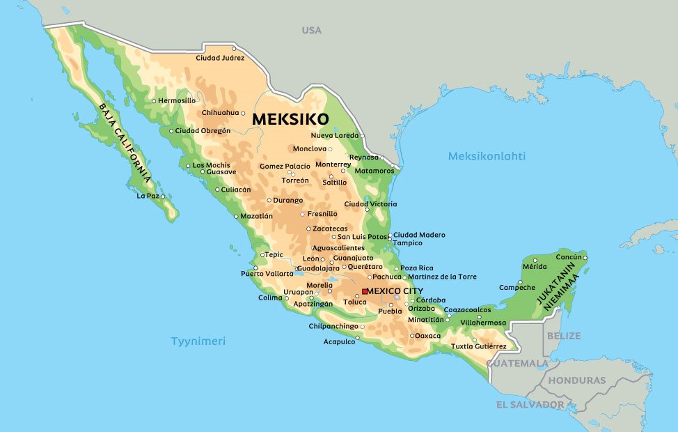 mexicon kartta Kartta Meksikosta Kts Esim Kaupunkien Sijainti Kartasta mexicon kartta