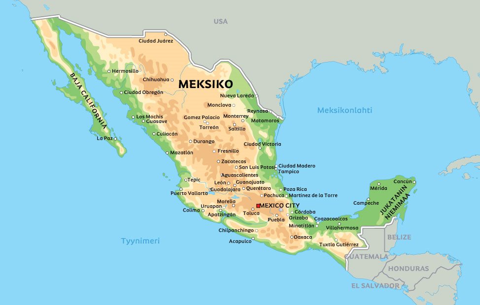 Top 30+ imagen meksikon kartta