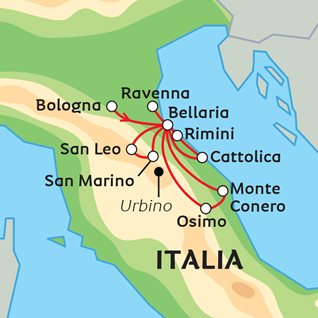 Italian Emilia Romagna ja Marche sekä San Marino